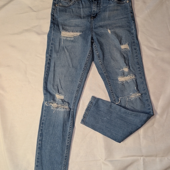 Topshop Denim - Distressed Blue Jeans Moto Brand Size 26,